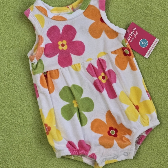 Carter’s Other - NWT 0-3M  Baby GIRLS Bubble Romper Carter’s Terry Flower Bubble 🫧 ♥️ (Q2)